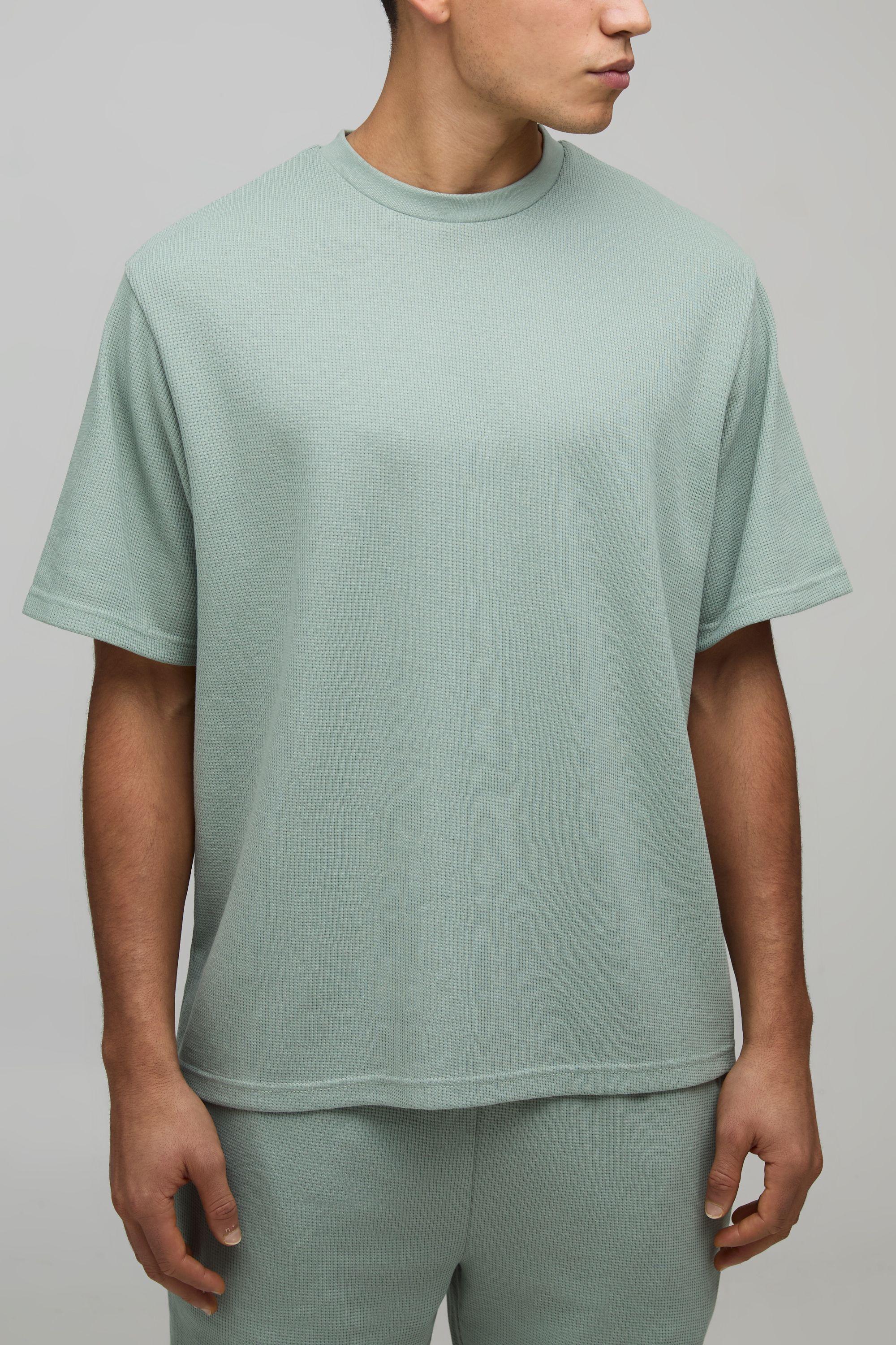 Relaxed Fit Waffle T-Shirt by BOOHOOMAN
