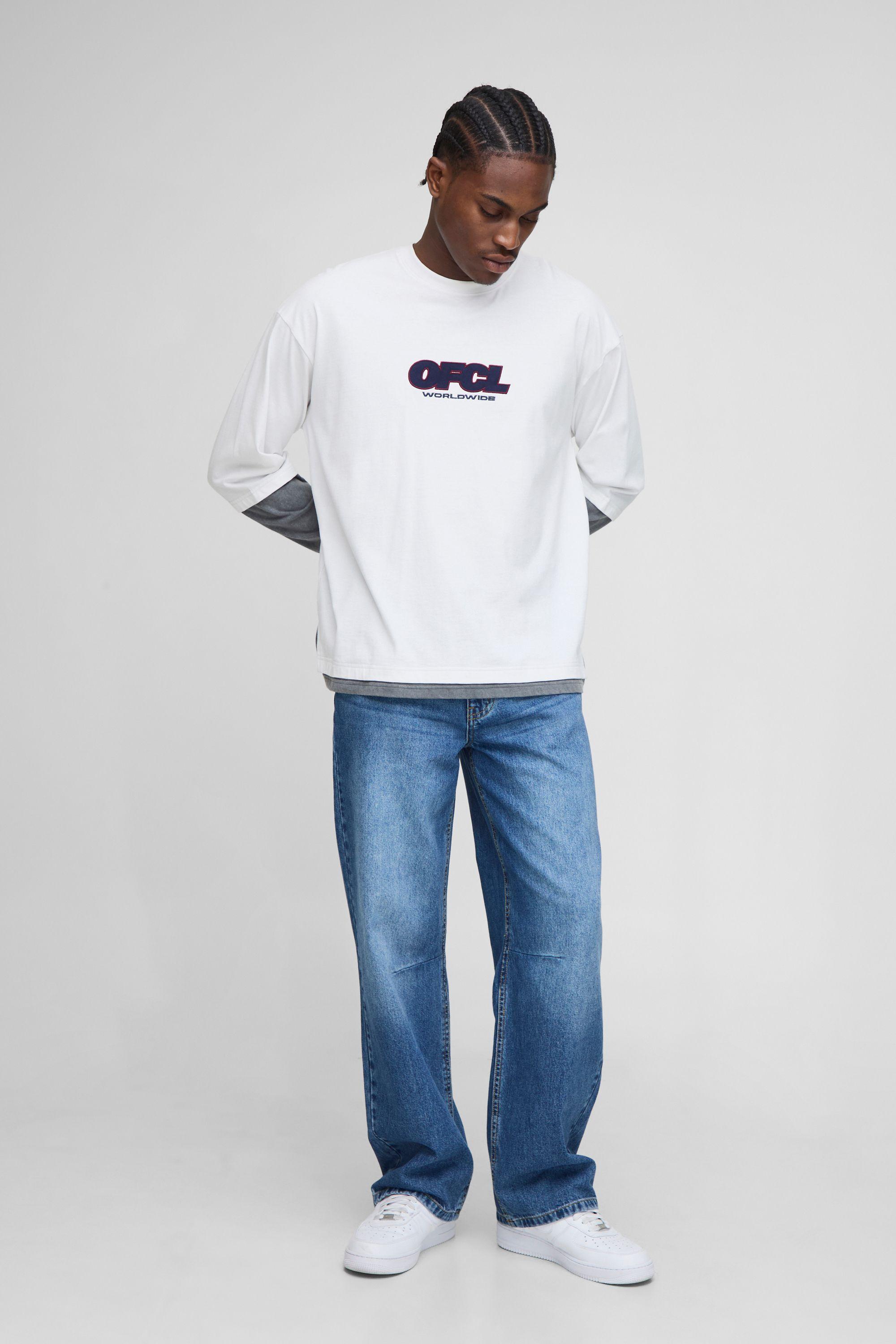 Relaxed Fit Washed Knee Dart Jeans by BOOHOOMAN