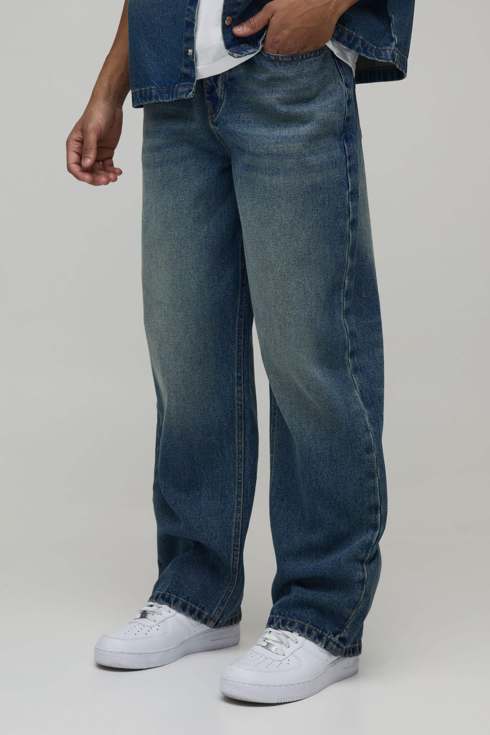 Relaxed Fit Washed Pocket Detail Jeans by BOOHOOMAN