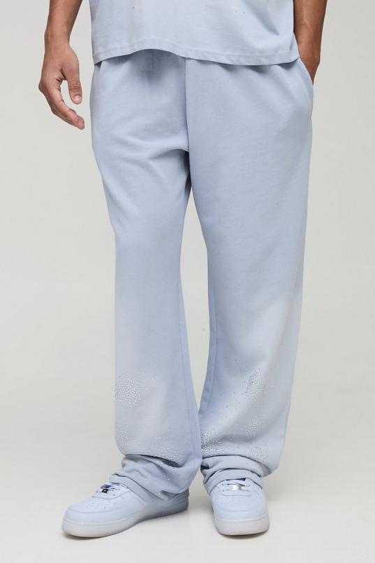 Relaxed Fit Washed Rhinestone Joggers by BOOHOOMAN