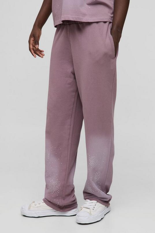 Relaxed Fit Washed Rhinestone Joggers by BOOHOOMAN