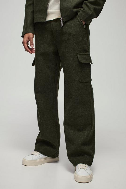 Relaxed Fit Wool Look Fixed Waistband Trousers by BOOHOOMAN