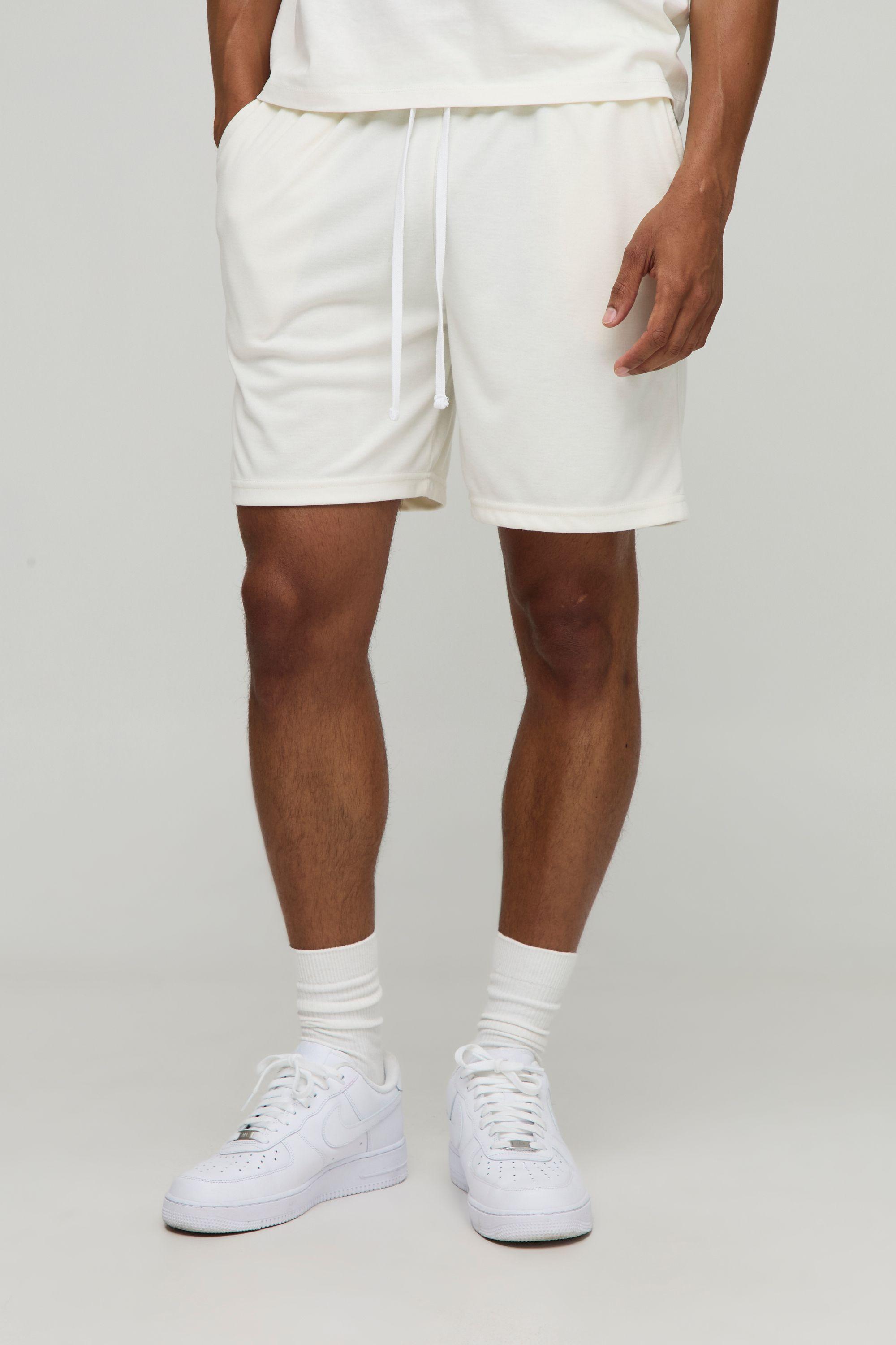 Relaxed Interlock Italia Embroidered Short Length Shorts by BOOHOOMAN Relaxed Interlock Italia Embroidered Short Length Shorts by BOOHOOMAN