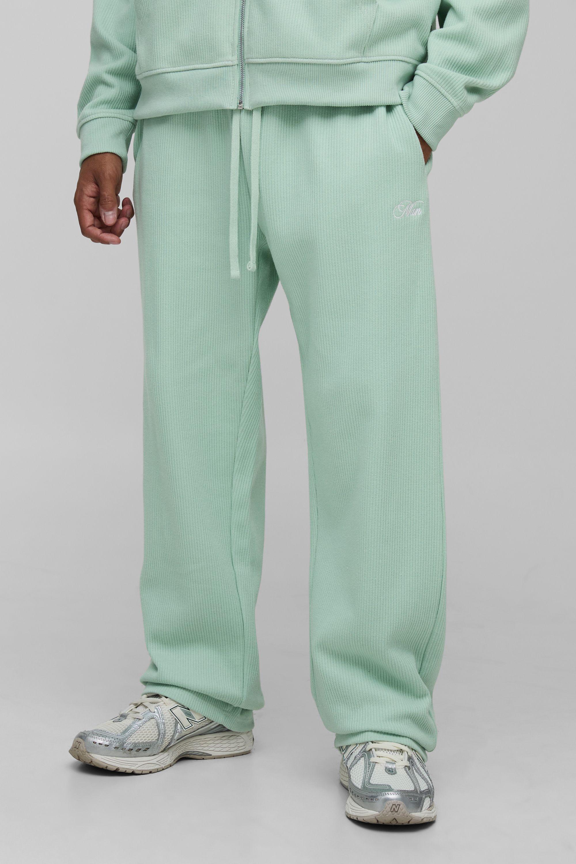 Relaxed Man Script Heavyweight Rib Joggers by BOOHOOMAN