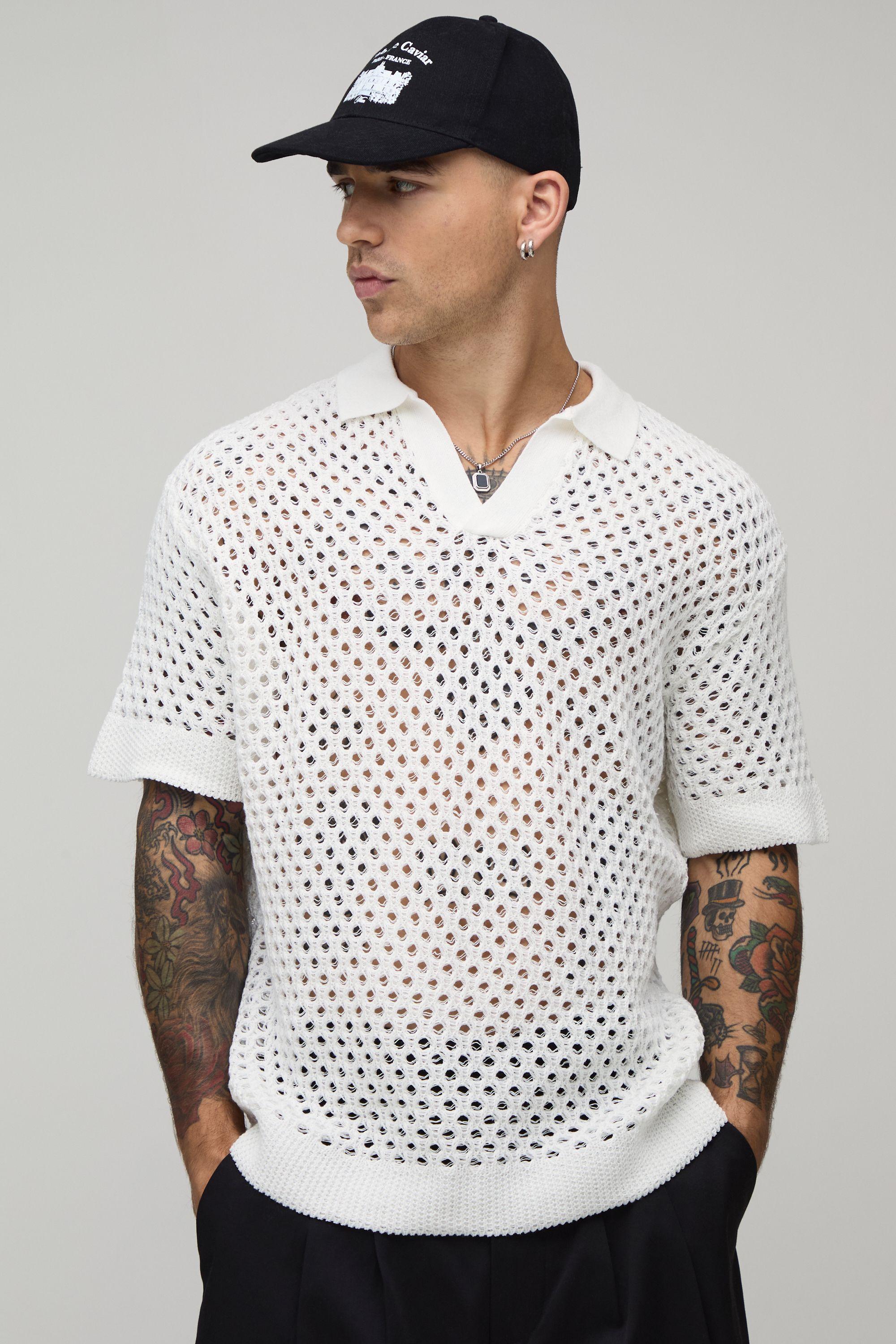 Relaxed Open Stitch Knitted Polo by BOOHOOMAN