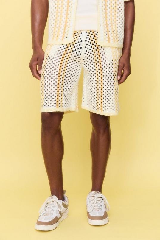 Relaxed Open Stitch Stripe Knitted Shorts by BOOHOOMAN