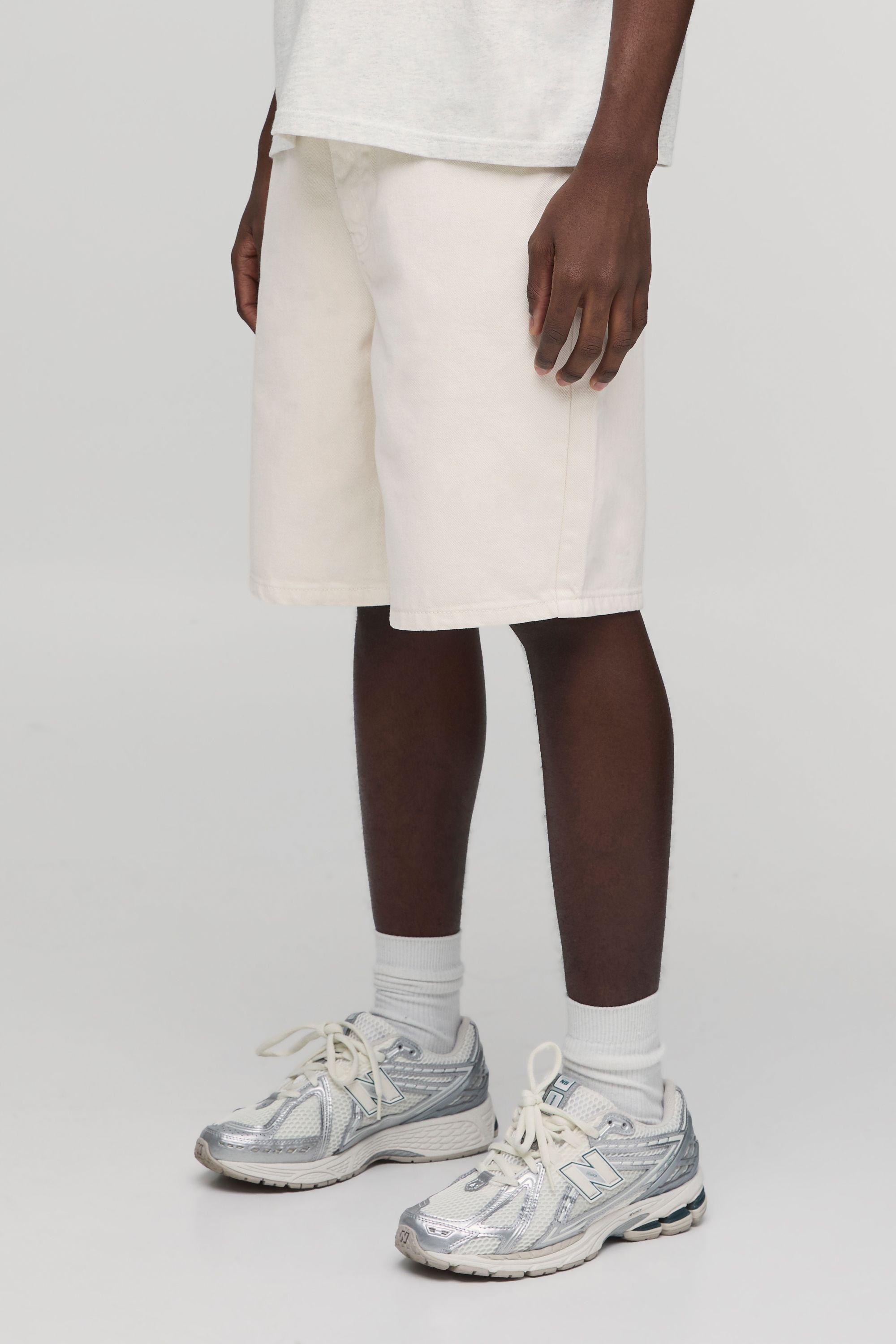 Relaxed Rigid Denim Shorts by BOOHOOMAN