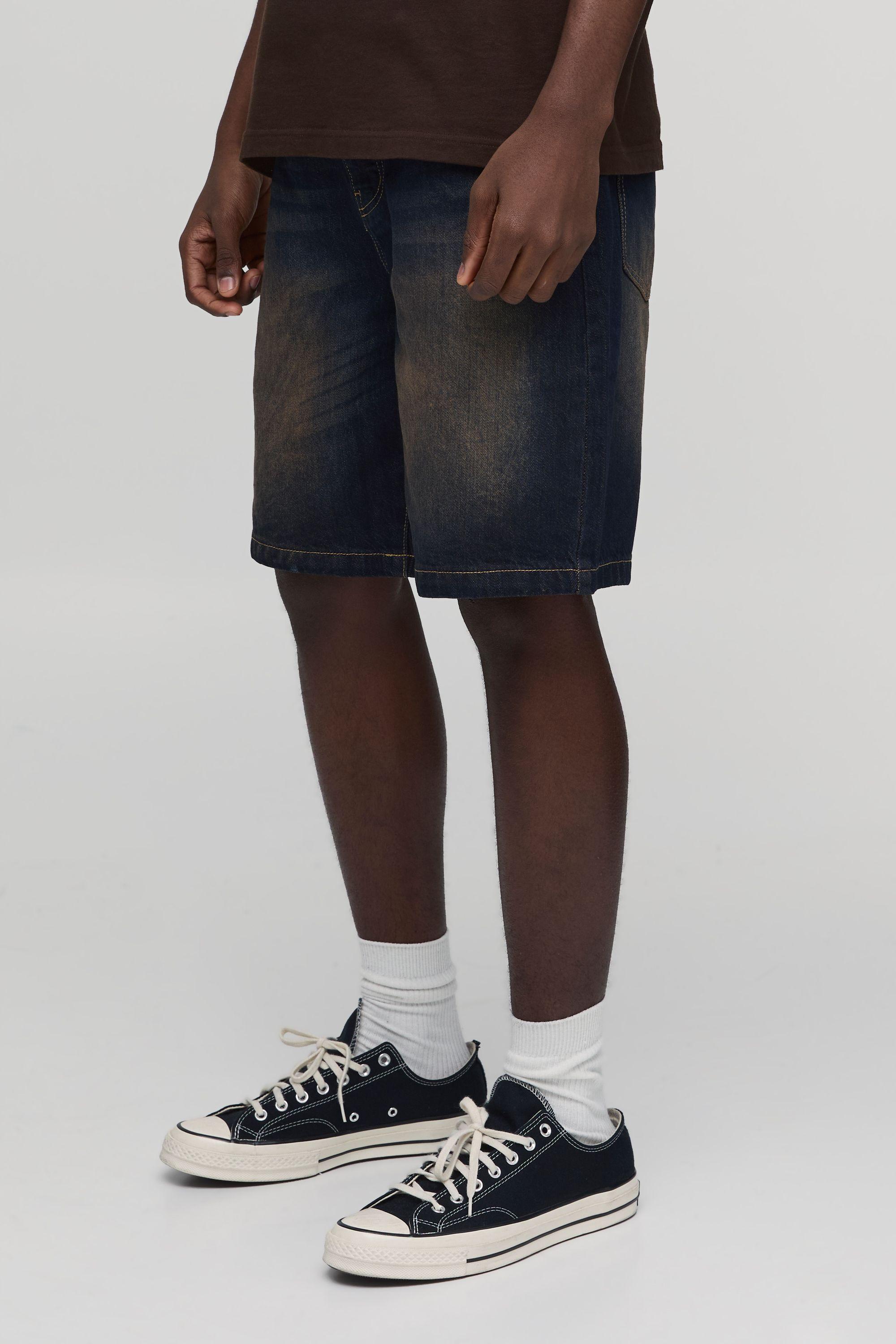 Relaxed Rigid Denim Shorts by BOOHOOMAN