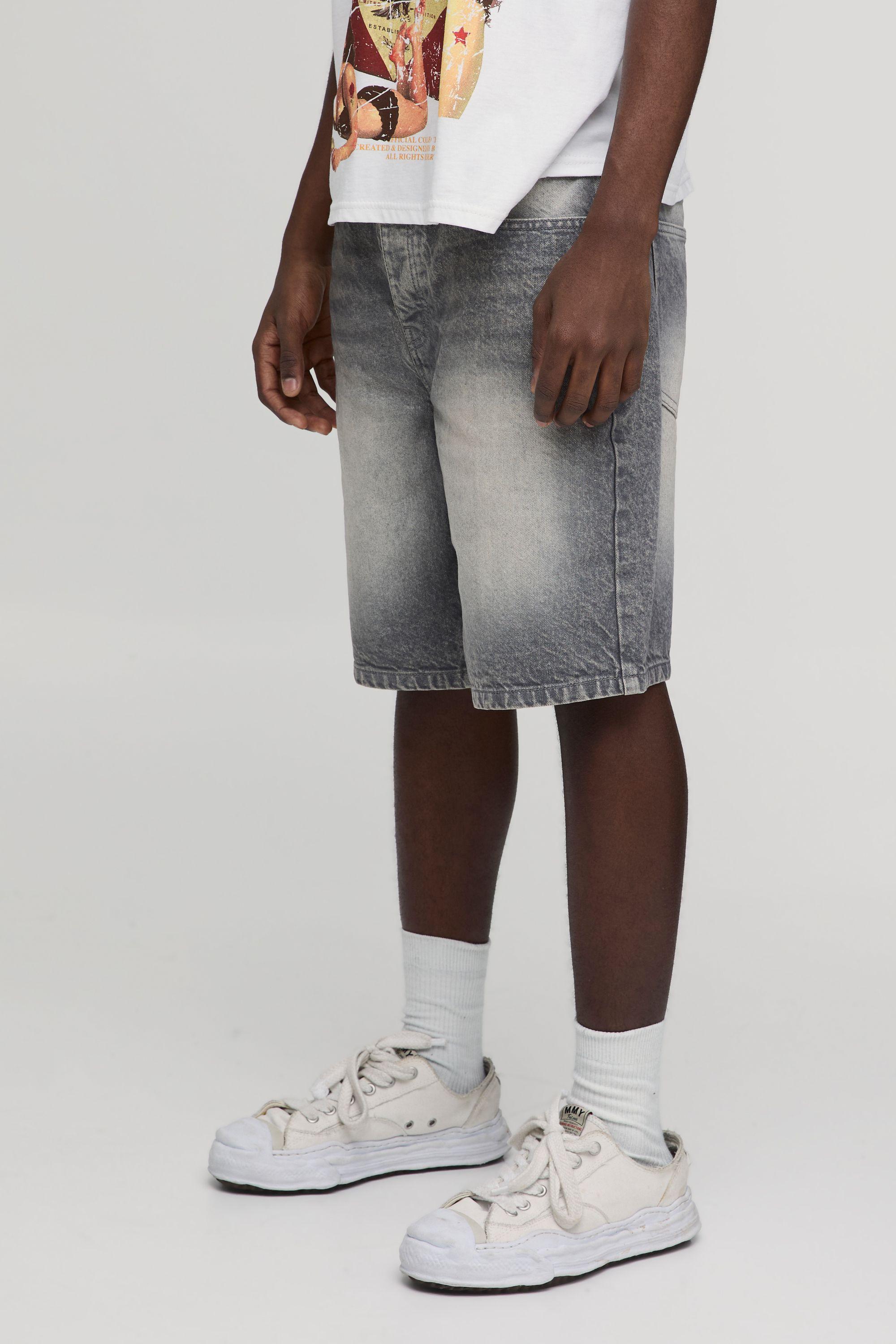 Relaxed Rigid Denim Shorts by BOOHOOMAN