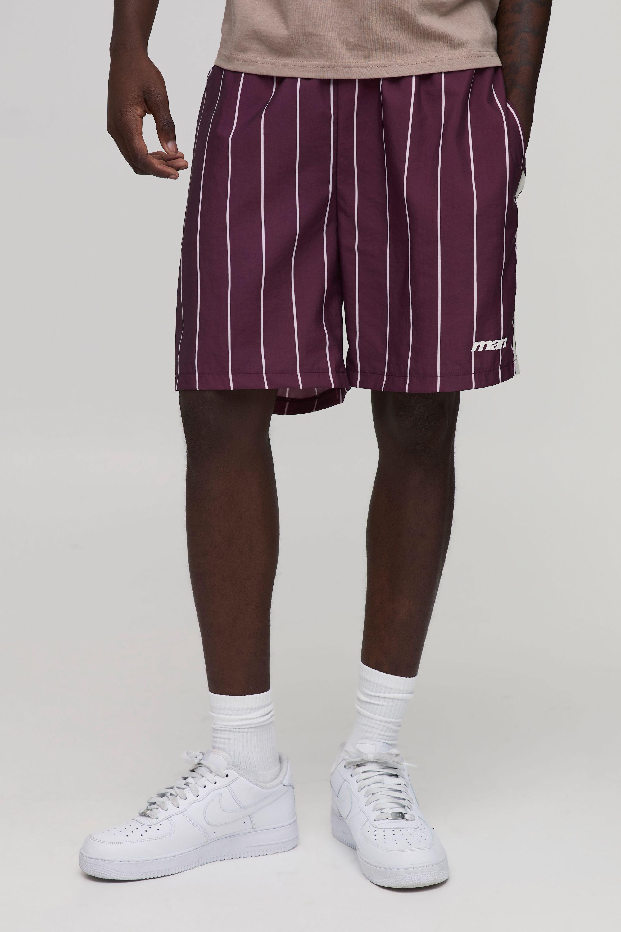 Relaxed Short Length Stripe Nylon Short by BOOHOOMAN