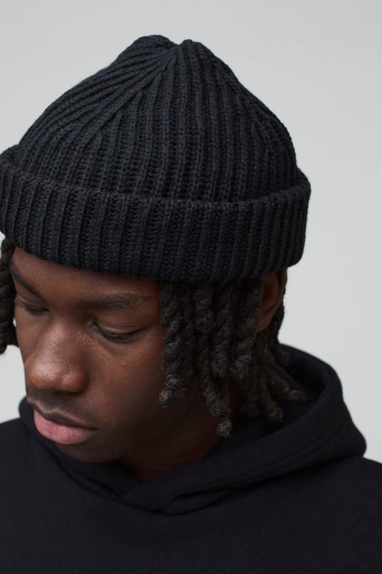Ribbed Micro Beanie by BOOHOOMAN