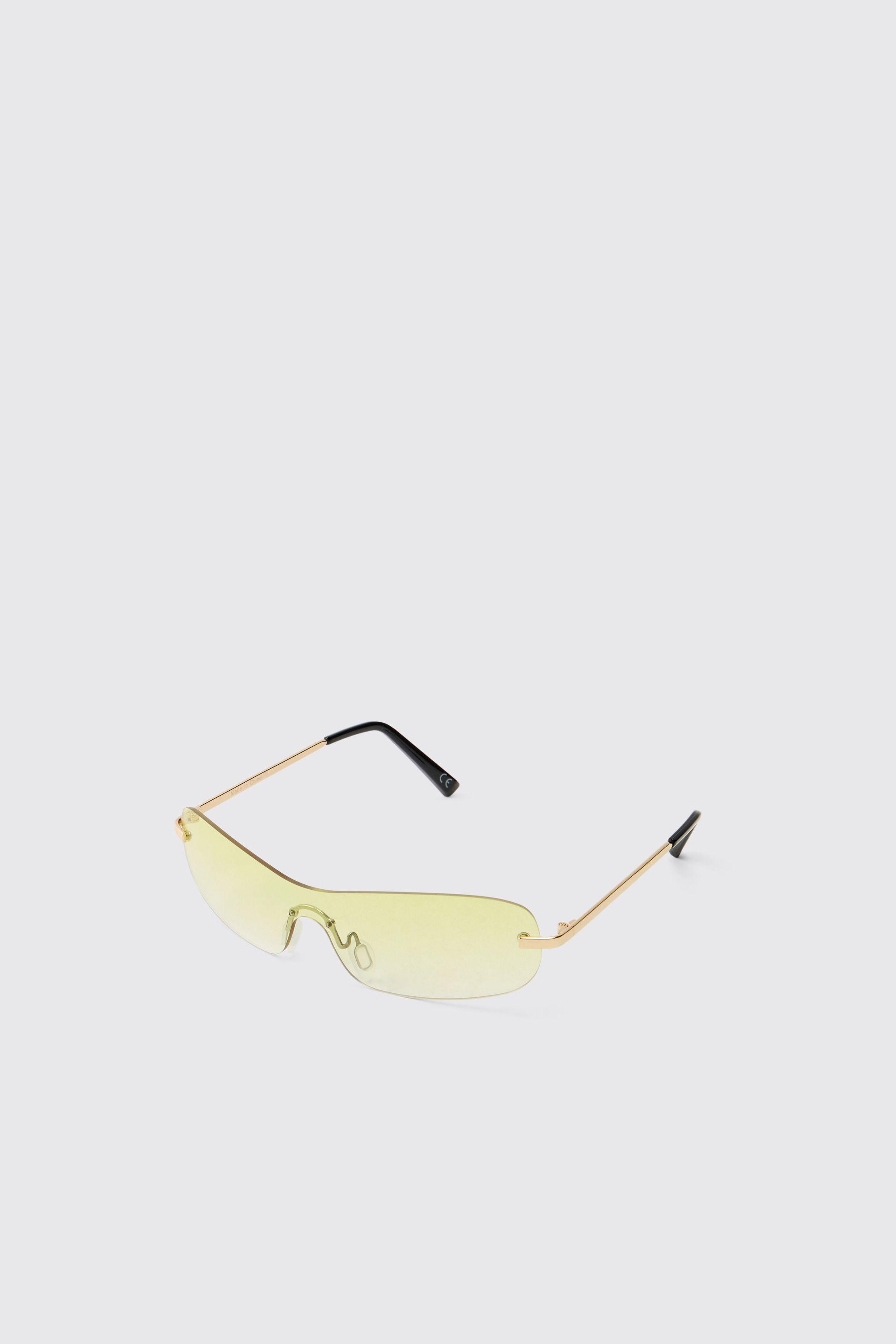 Rimless Tinted Metal Frame Sunglasses by BOOHOOMAN