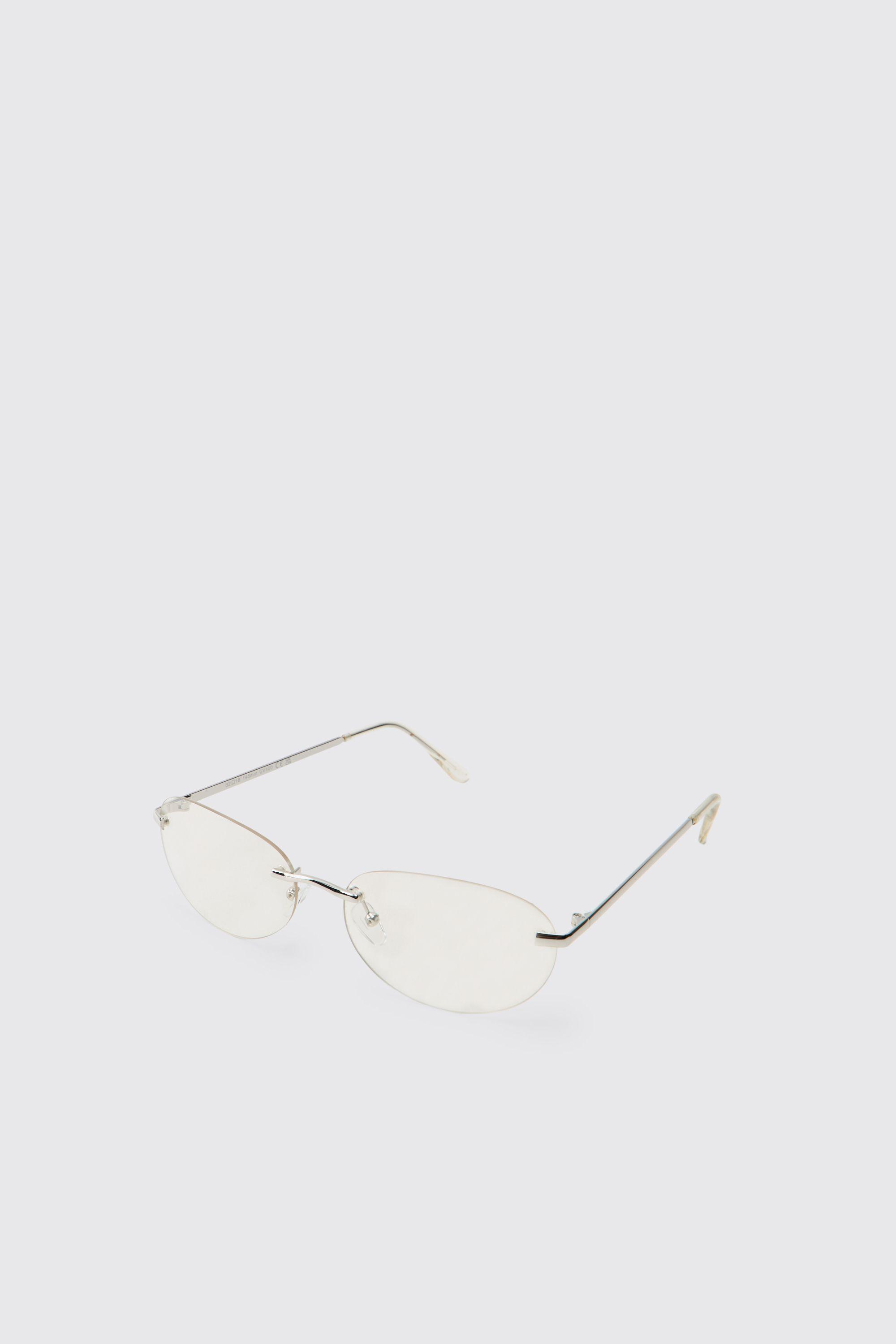 Rimless Tinted Oval Sunglasses by BOOHOOMAN