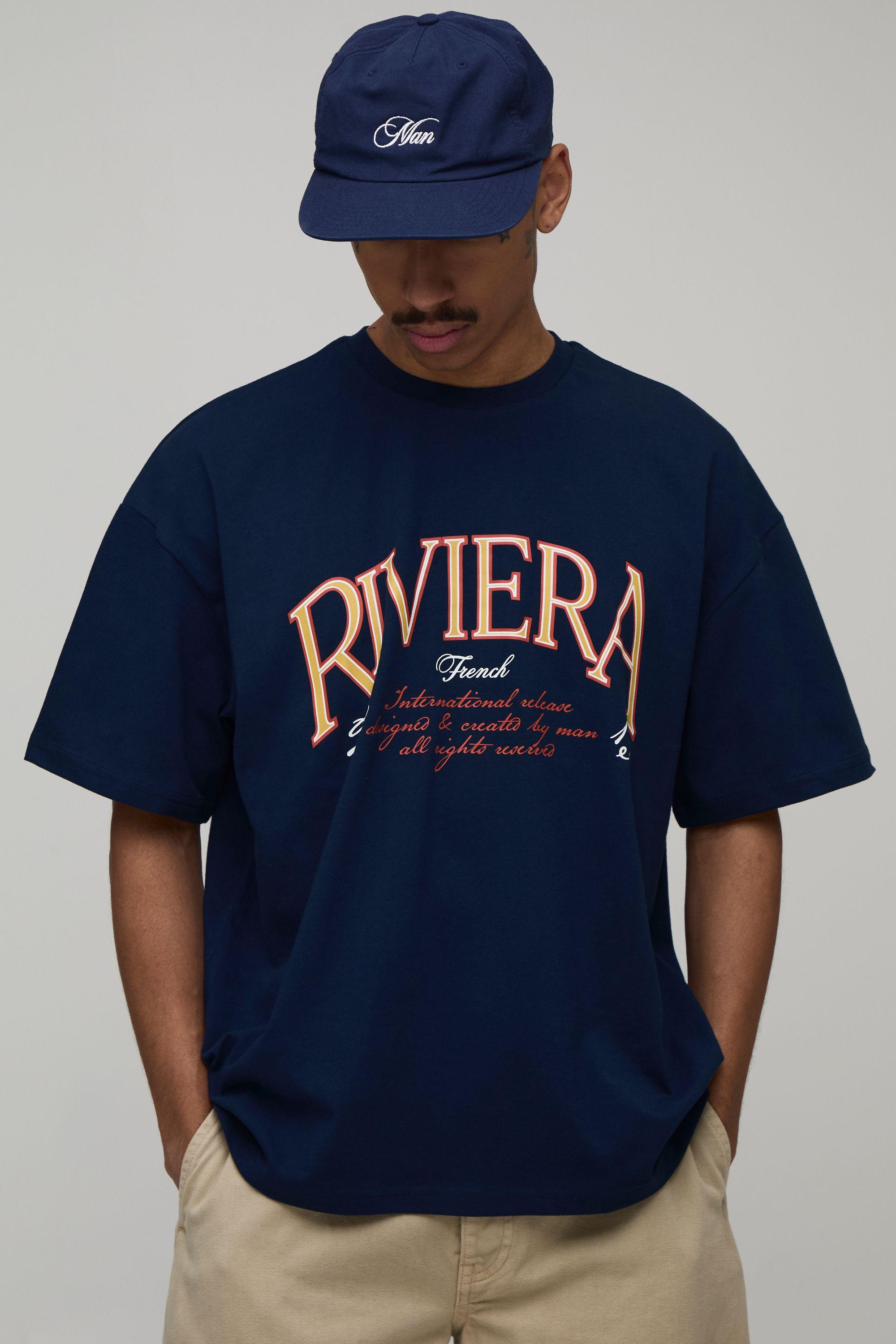 Riviera Print Oversized T-shirt by BOOHOOMAN