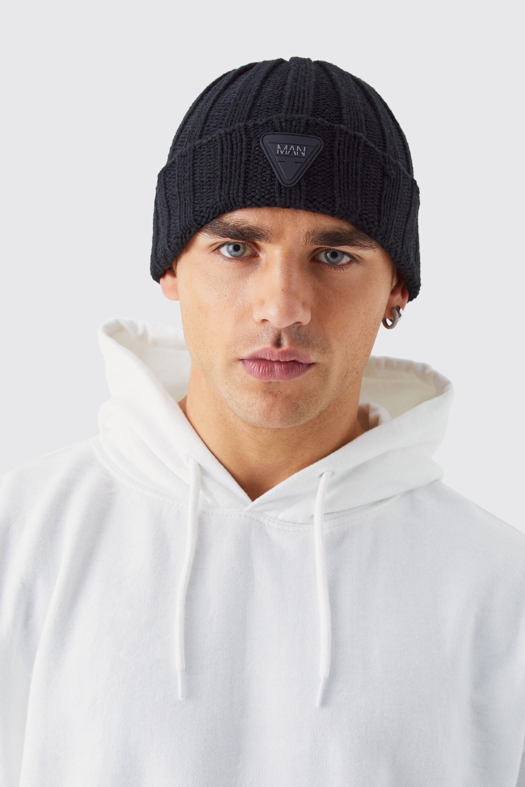 Rubber Branded Chunky Beanie by BOOHOOMAN