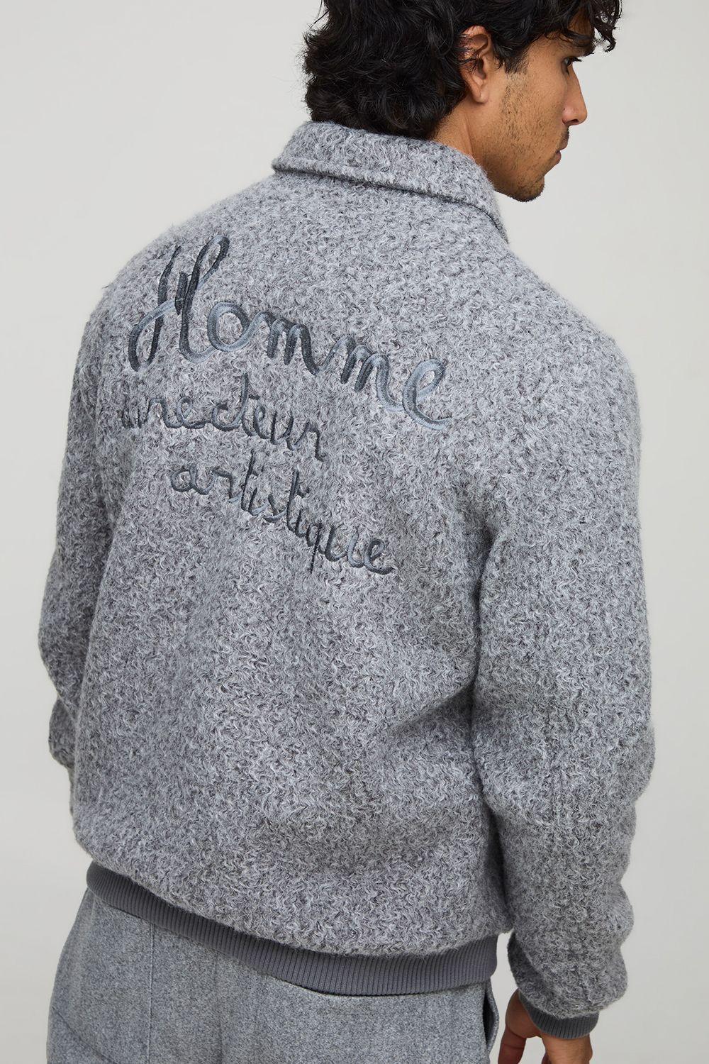 Seam Detail Melton Collared Bomber Jacket by BOOHOOMAN Seam Detail Melton Collared Bomber Jacket by BOOHOOMAN