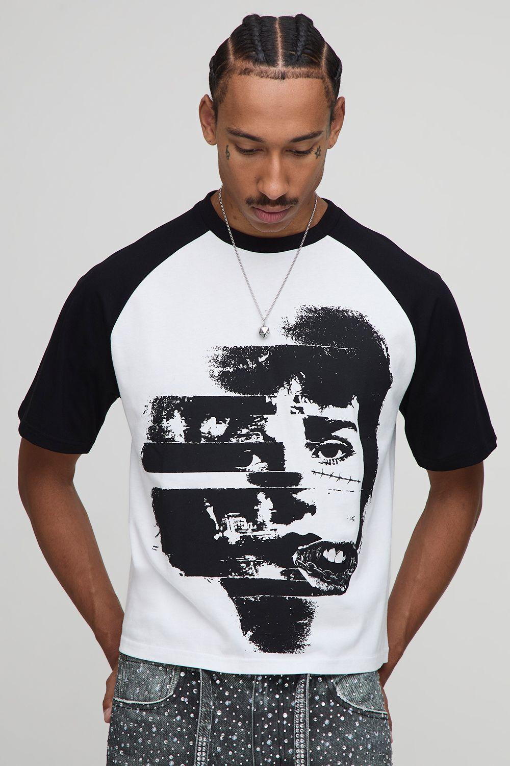 Shrunken Boxy Short Sleeve Raglan Graphic T-Shirt by BOOHOOMAN