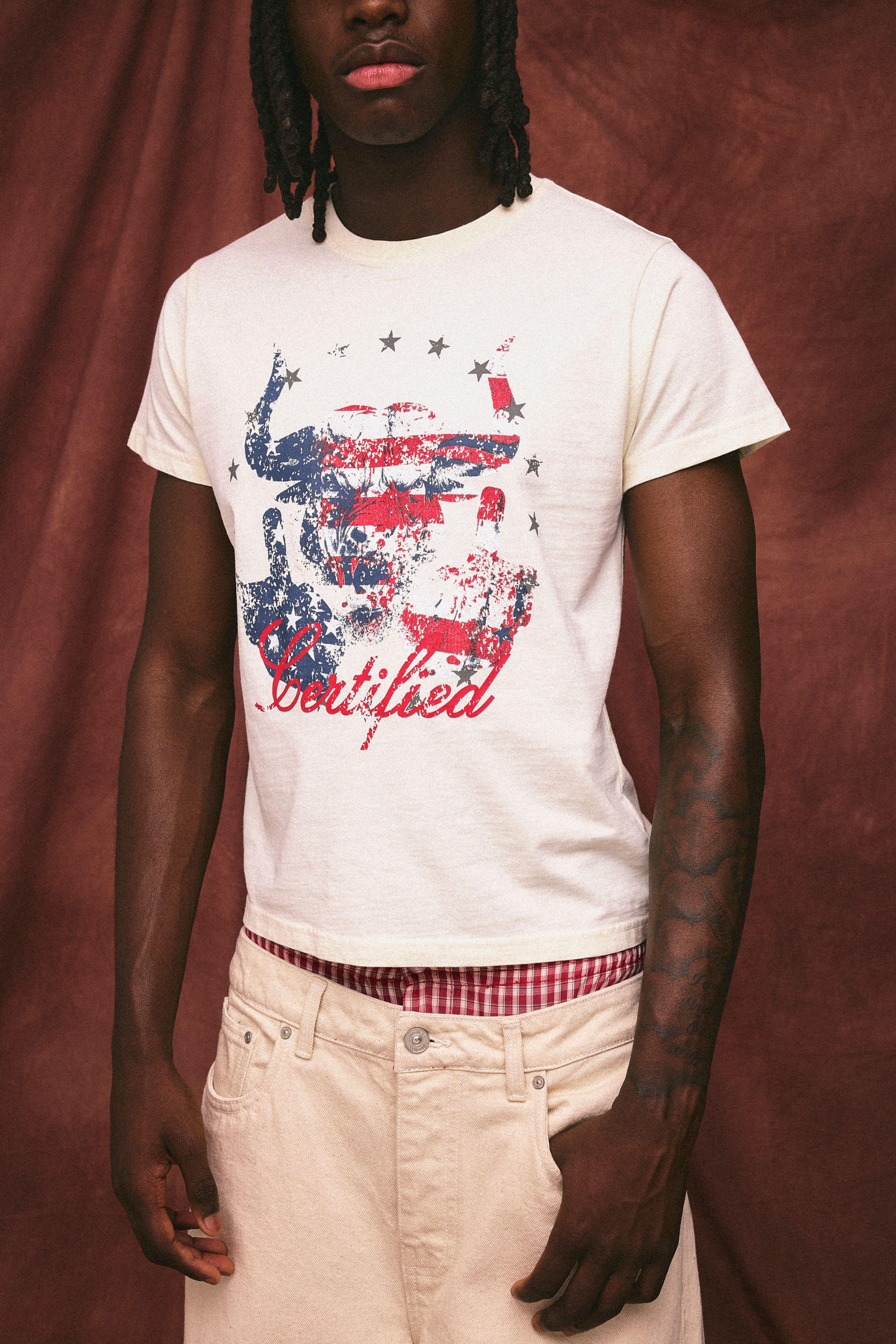 Shrunken Bull Graphic Slub T-Shirt by BOOHOOMAN