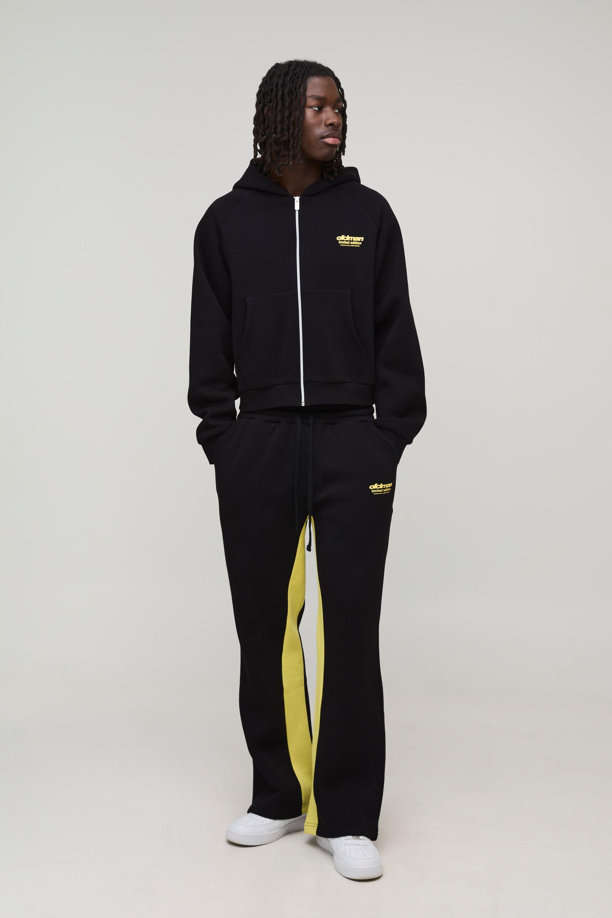 Shrunken Fit Ofclman Flare Zip Through Hooded Tracksuit by BOOHOOMAN
