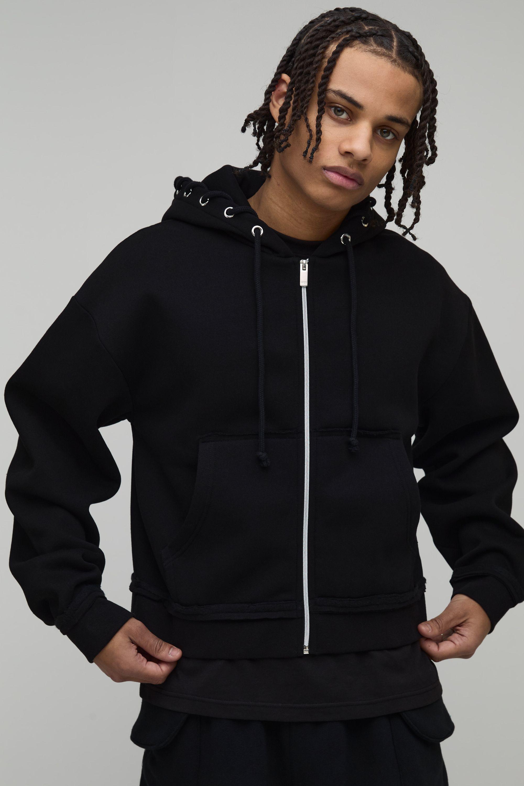 Shrunken Fit Zip Thru Hoodie by BOOHOOMAN