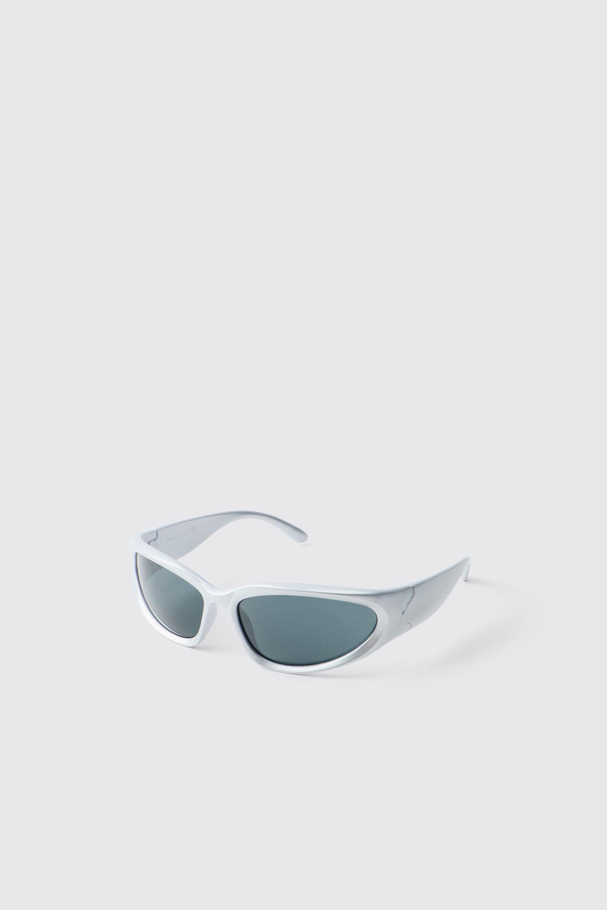 Silver Wrap Around Sunglasses by BOOHOOMAN