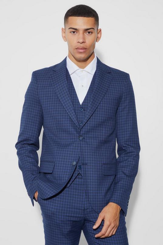 Single Breasted Slim Check Suit Jacket by BOOHOOMAN