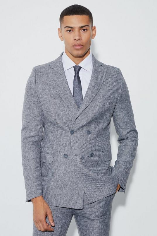 Skinny Fit Double Breasted Boucle Blazer by BOOHOOMAN