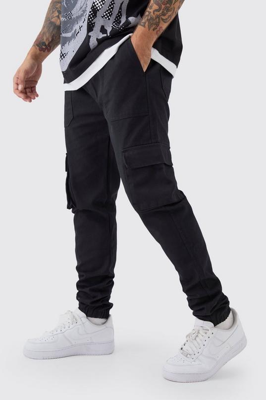 Skinny Fit Elasticated Waist Cuffed Cargo Trousers by BOOHOOMAN