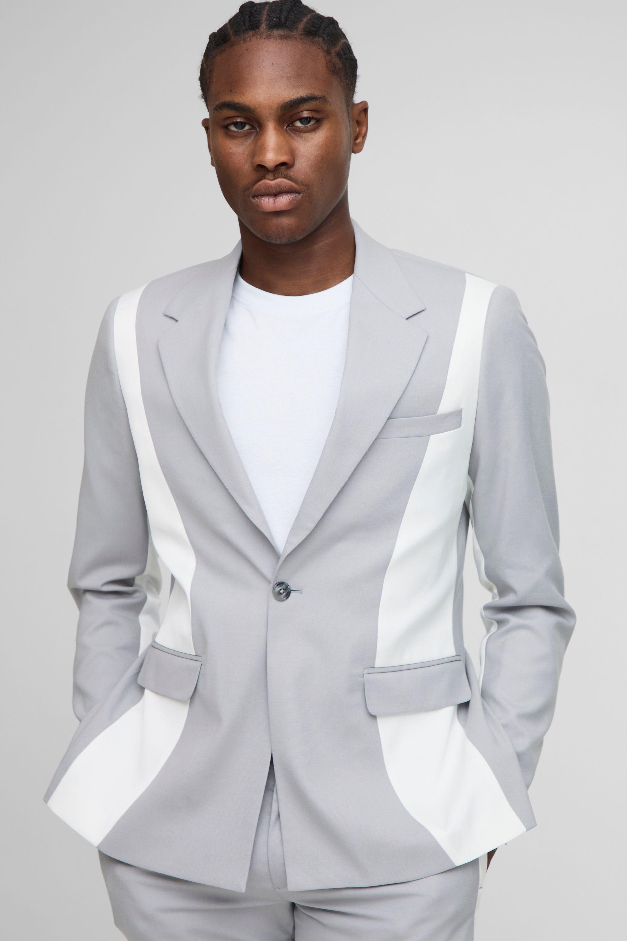 Slim Fit Contrast Panel Blazer by BOOHOOMAN