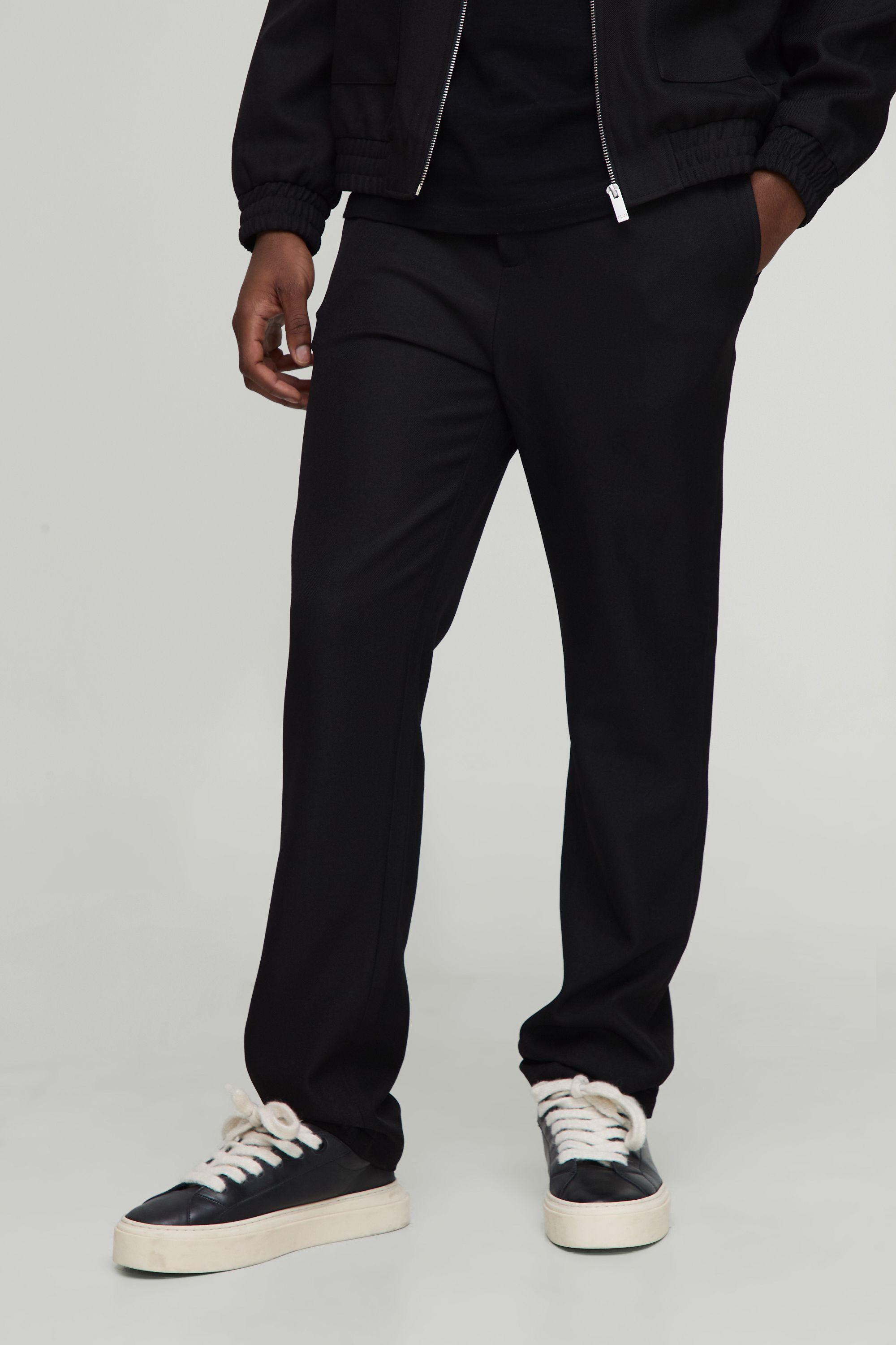 Slim Fit Half Fixed Waistband Twill Trouser by BOOHOOMAN