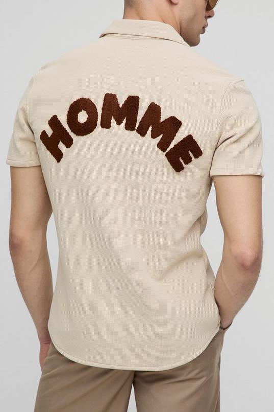 Slim Fit Homme Towelling Waffle Revere Shirt by BOOHOOMAN