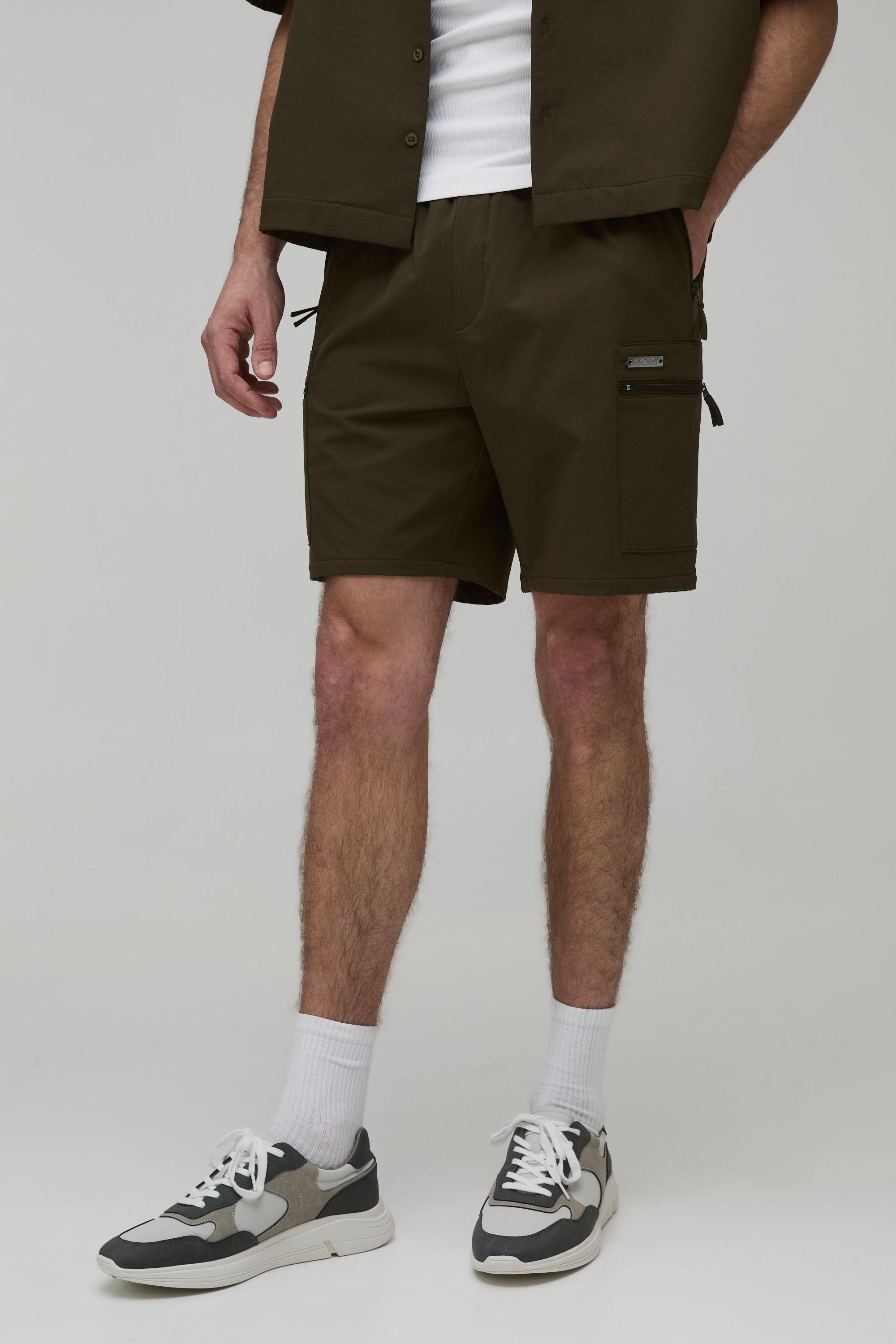 Slim Fit Mid Length Technical Stretch Cargo Short by BOOHOOMAN
