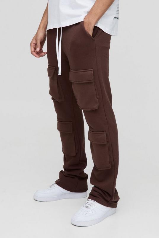 Slim Fit Multi Pocket Flare Stacked Jogger by BOOHOOMAN