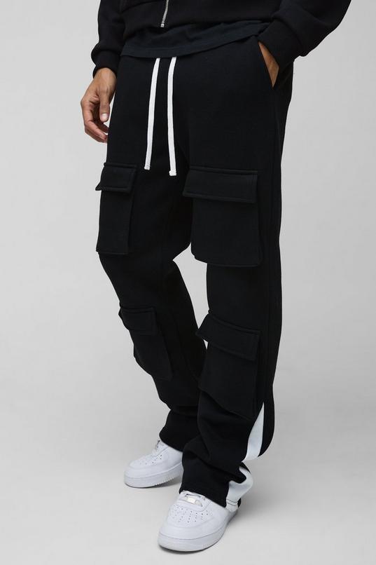 Slim Fit Multi Pocket Flare Stacked Jogger by BOOHOOMAN