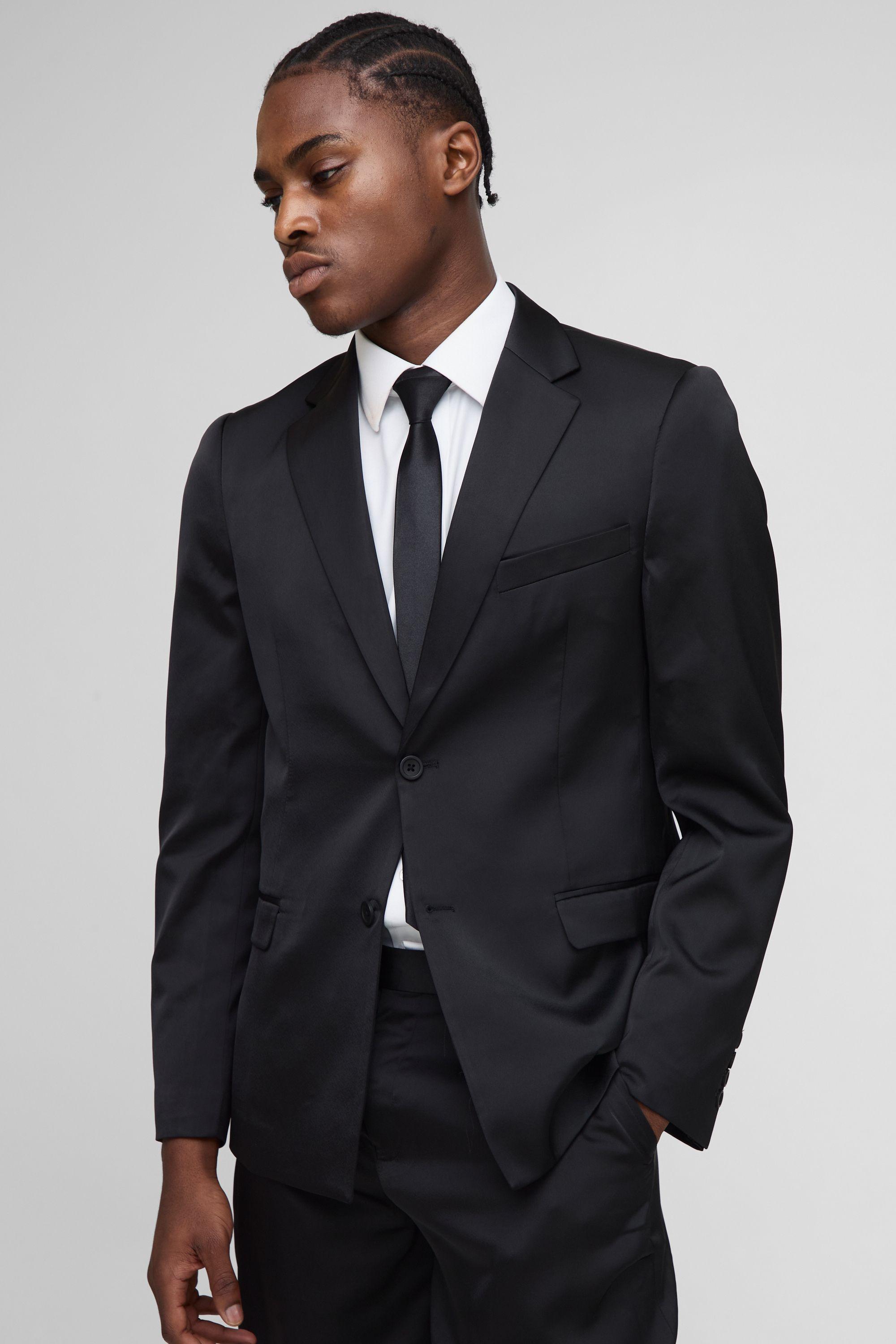 Slim Fit Satin Blazer by BOOHOOMAN