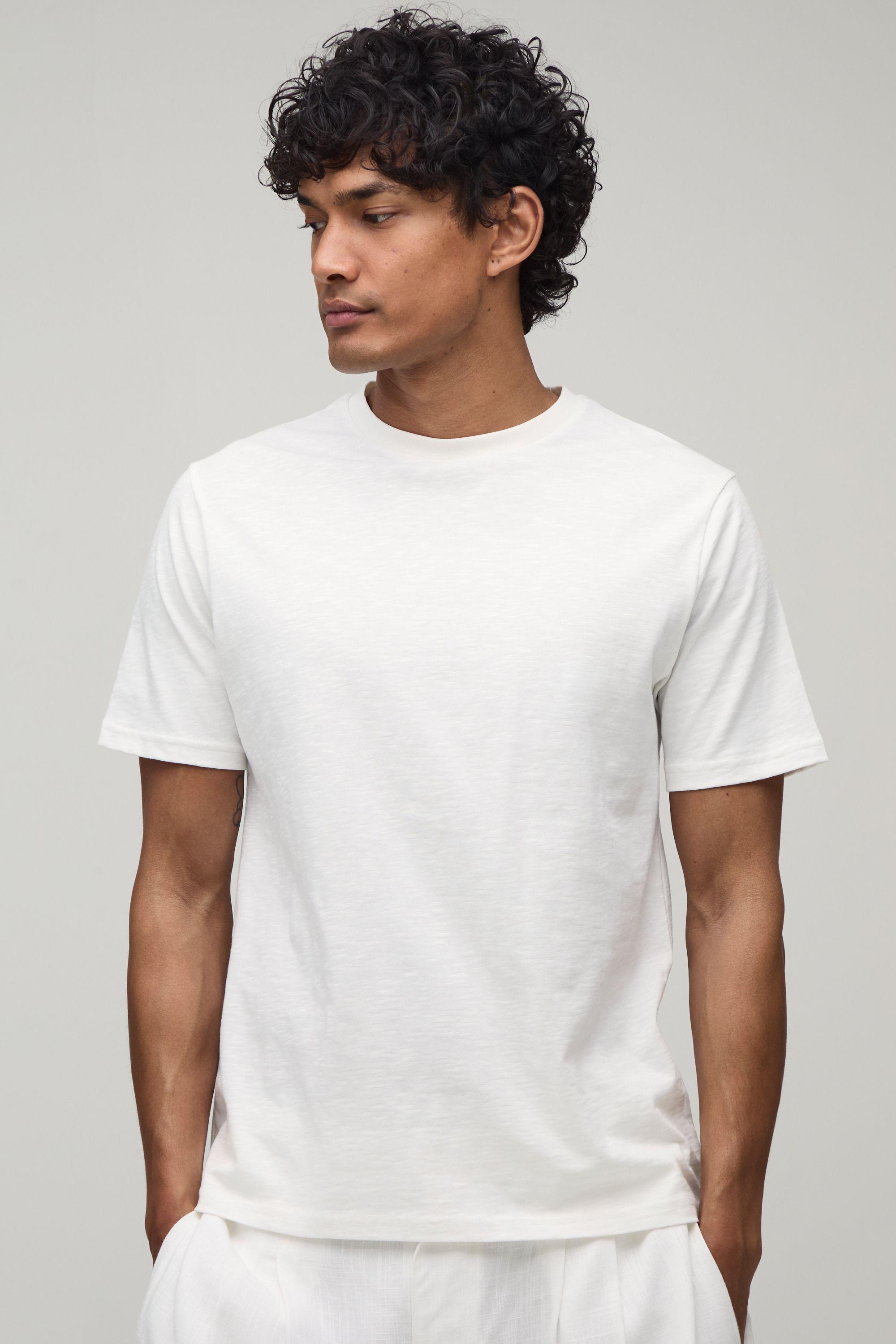 Slim Fit Slub T-Shirt by BOOHOOMAN