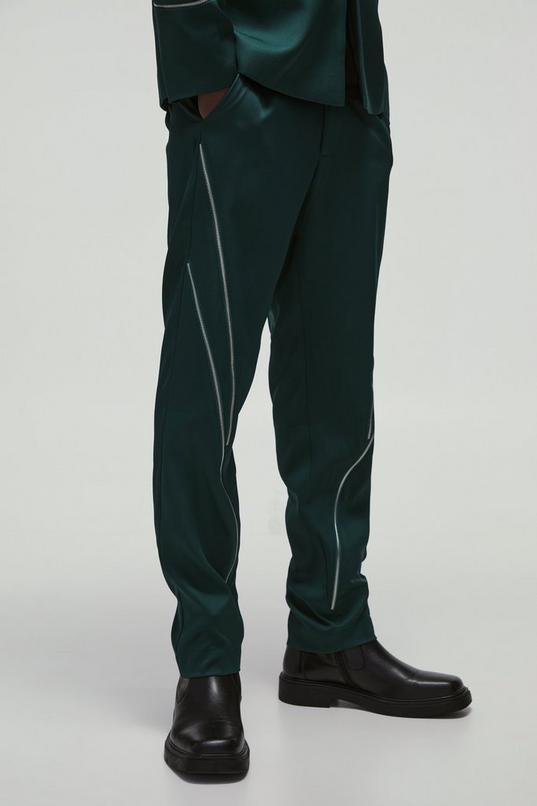 Slim Fit Zip Multi Zip Detail Tailored Trousers by BOOHOOMAN
