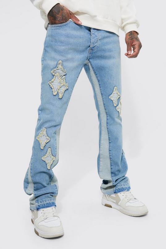 Slim Flare Applique Panel Jeans by BOOHOOMAN