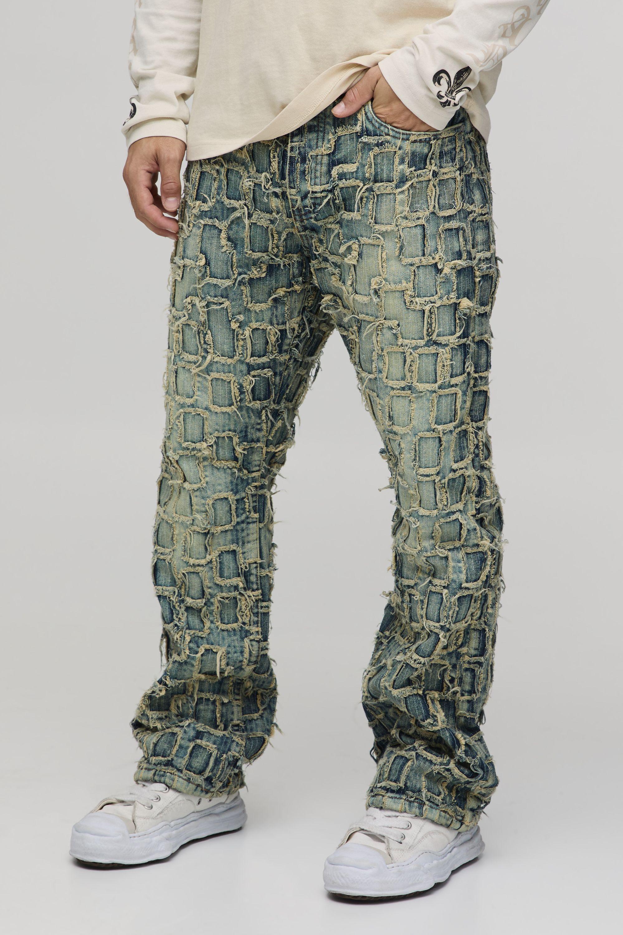 Slim Flared Distressed Washed Jeans by BOOHOOMAN