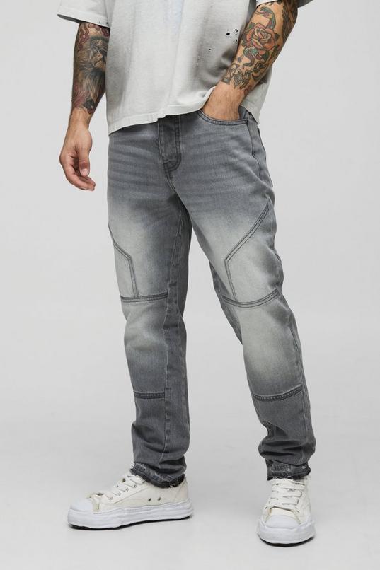 Slim Moto Panelled Gusset Let Down Hem Jeans by BOOHOOMAN