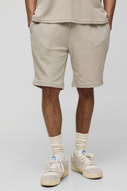 Slim Natural Texture Short by BOOHOOMAN