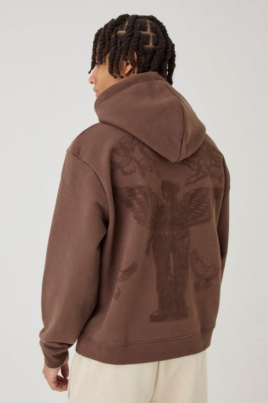 Smart Oversized Boxy Heavyweight Flocked Hoodie by BOOHOOMAN