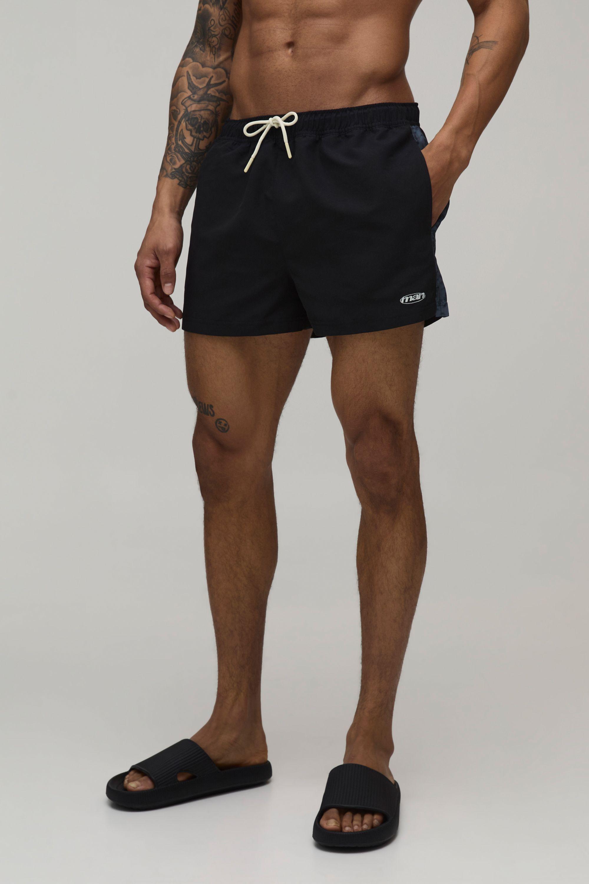 Snake Print Side Panel Super Short Swim Short by BOOHOOMAN