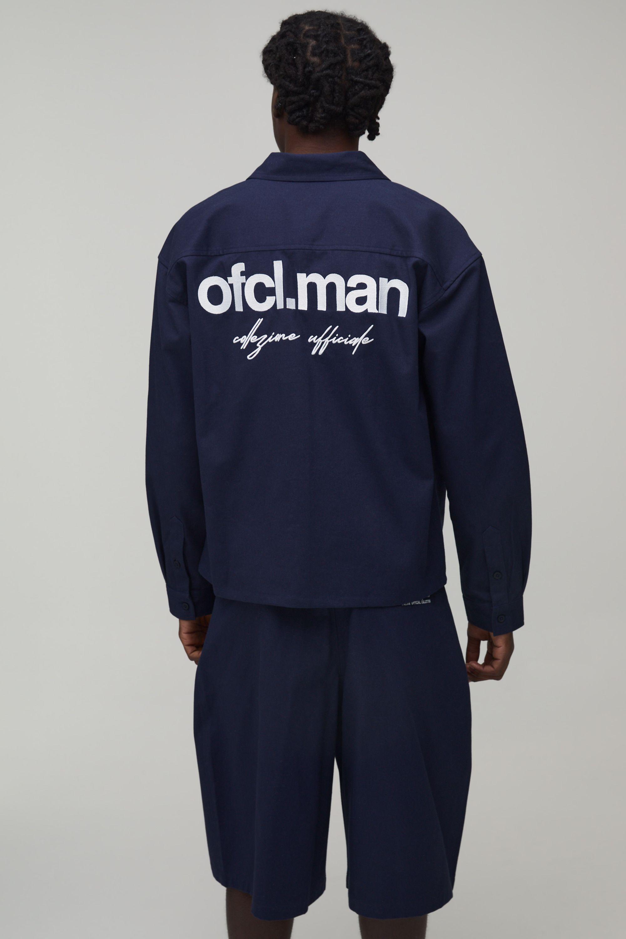 Soft Twill Embroidered Oversized Overshirt & Parachute Short Set by BOOHOOMAN
