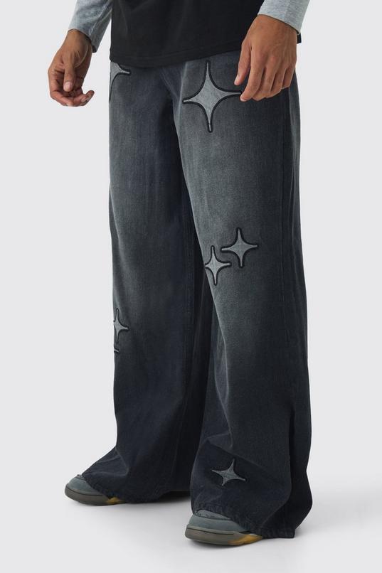 Star Applique Baggy Fit Jeans by BOOHOOMAN
