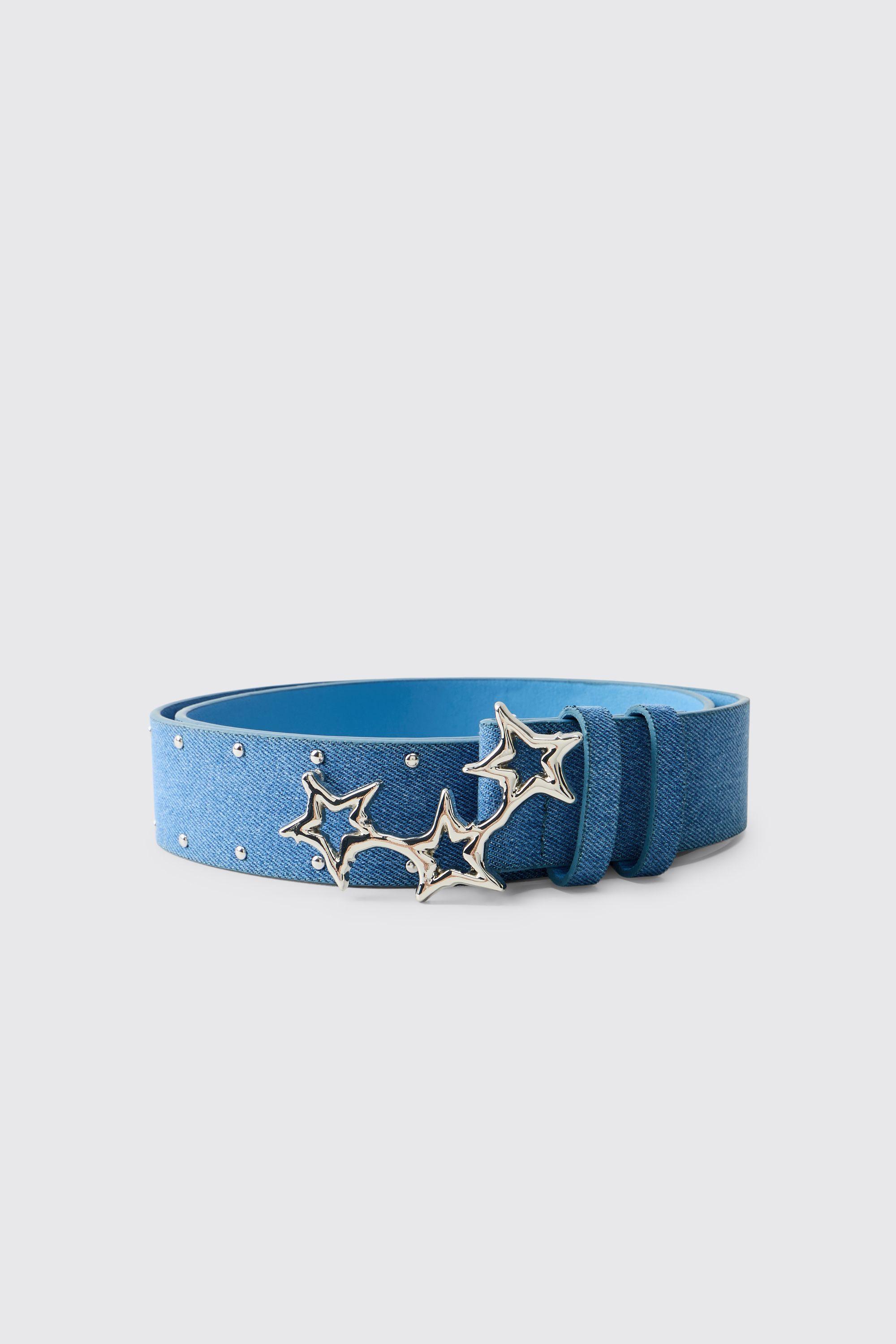 Star Buckle Denim Belt by BOOHOOMAN
