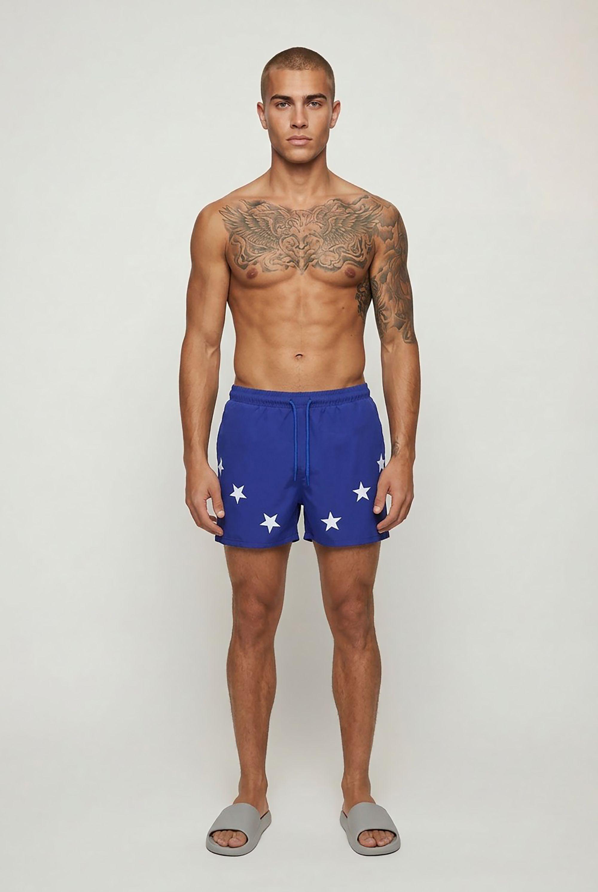 Star Print Short Length Swim Short by BOOHOOMAN
