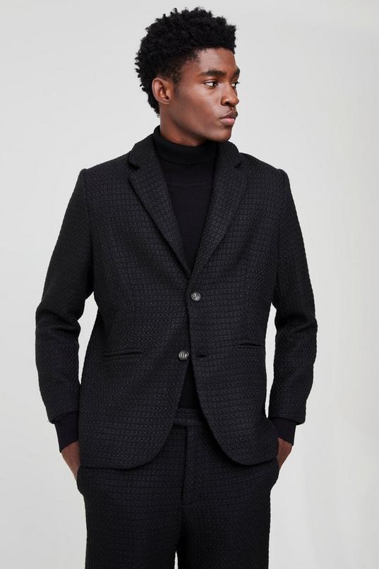 Straight Fit Boucle Single Breasted Blazer by BOOHOOMAN