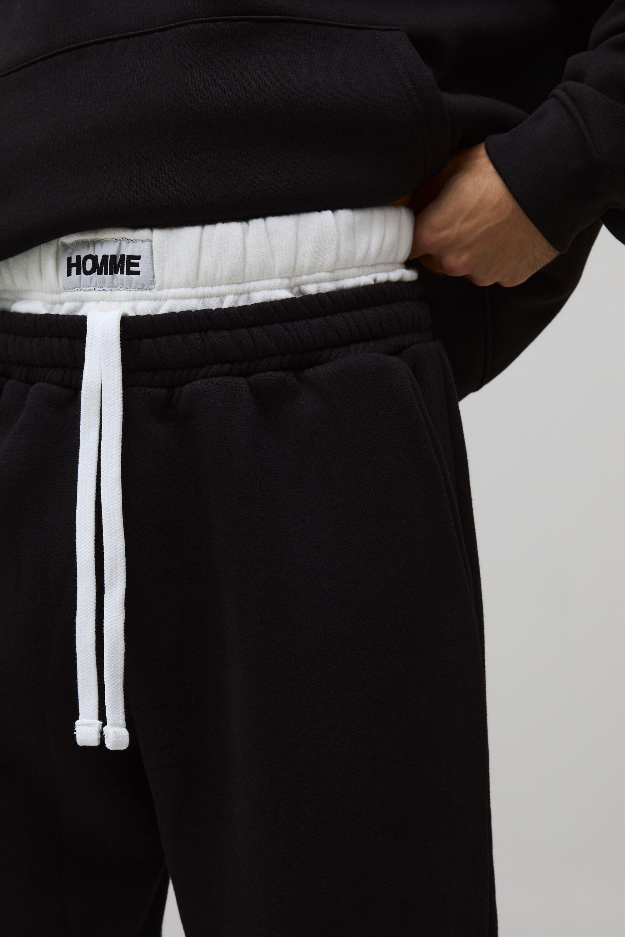 Straight Fit Double Waistband Jogger by BOOHOOMAN Straight Fit Double Waistband Jogger by BOOHOOMAN