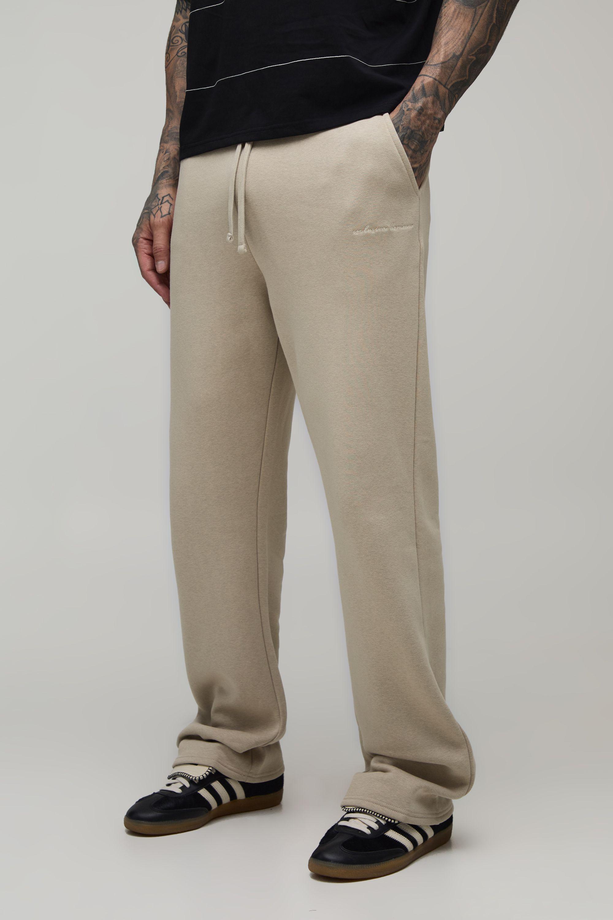 Straight Fit Embroidered Jogger by BOOHOOMAN
